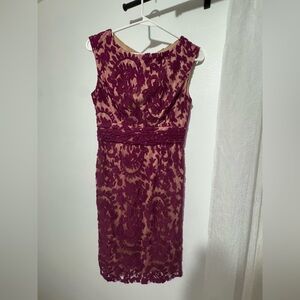 Adrianna Papell - Berry Lace Overlay Sheath Dress